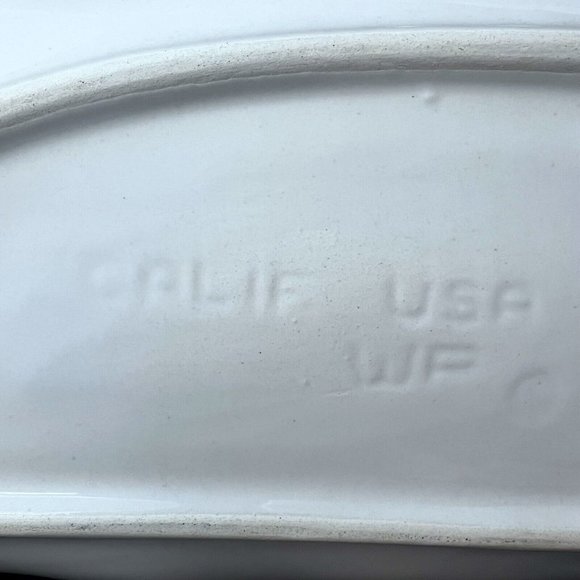 California Pottery Platter Dish Tray White 2 Leaf MCM Charcuterie Entertain Boho - Picture 6 of 6